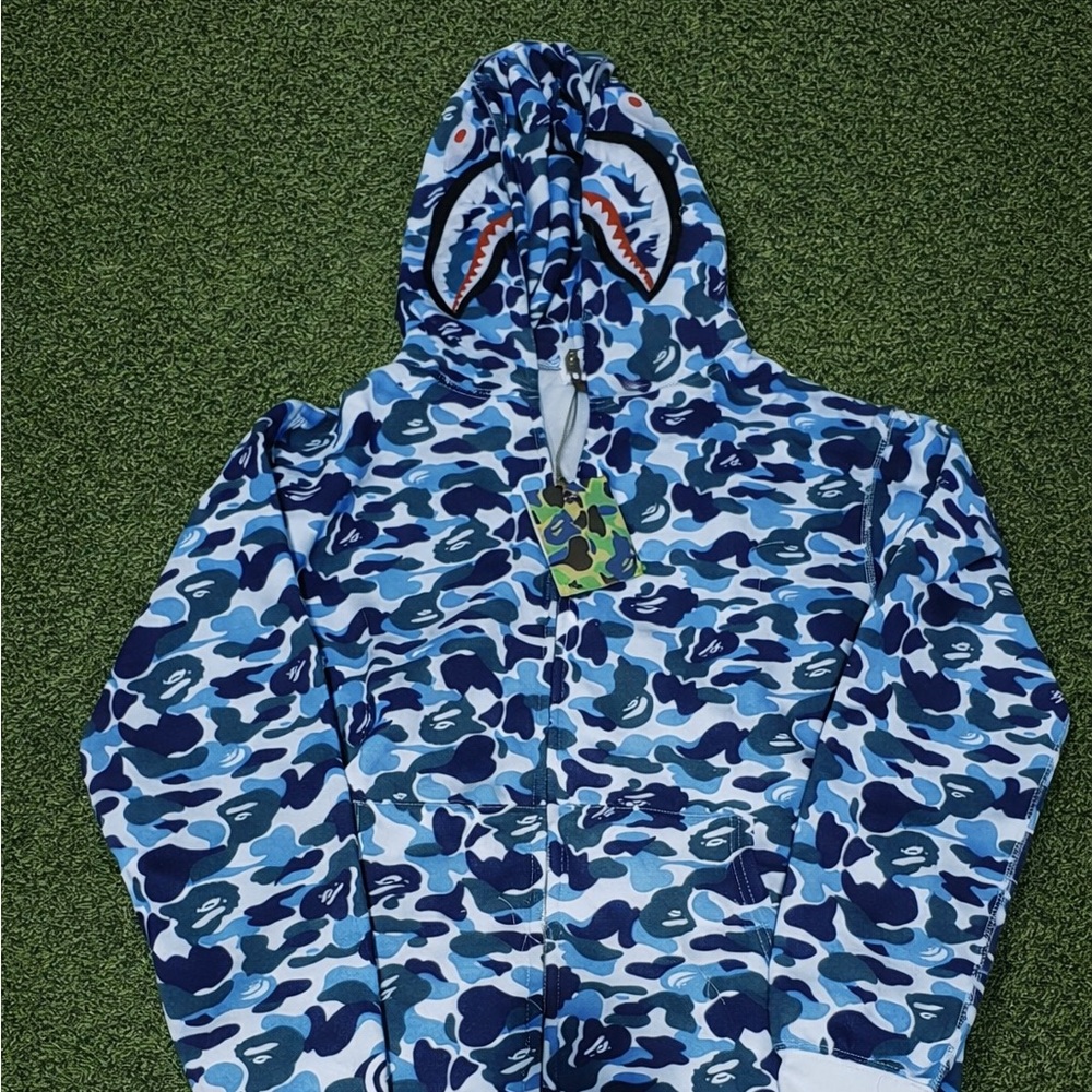 BAPE Blue Camouflage Shark Hoodie